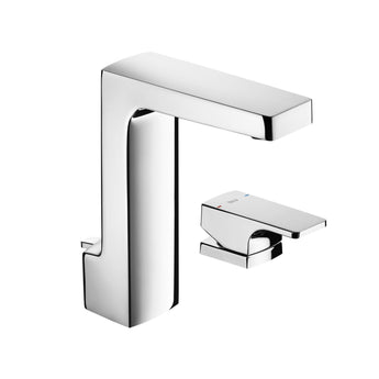 Baterie lavoar L90 cu maneta laterala, montata pe blat, ventil pop-up si racorduri flexibile