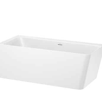 Cada de baie asimetrica din Stonex®, cu panouri, instalare pe stanga. Include sifon cu ventil click-clack si preaplin integrat.