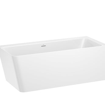 Cada de baie asimetrica din Stonex®, cu panouri, instalare pe dreapta. Include sifon cu ventil click-clack si preaplin integrat.