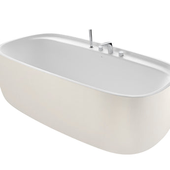 Cada de baie din SURFEX®, freestanding, cu spatiu pentru baterie, beige. Include ventil click-clack si sifon.