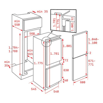Combina frigorifica incorporabila No Frost, 178cm, CI3 350 NF EU
