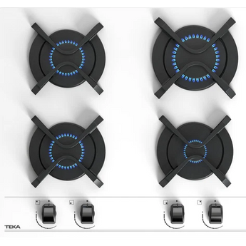 Plita pe gaz din cristal 60 cm GBC 64000 WHITE