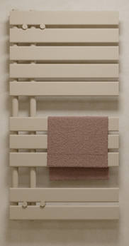 Radiator SOUL_S Ivoriu, 924 x 550 mm, kit robineti colorati 50mm, kit acoperire tevi cromat 50 mm