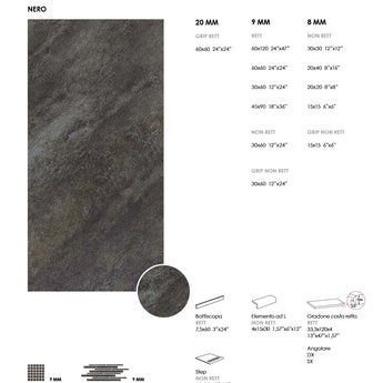 Gesie portelanata StoneQuartz, 60 cm x 60 cm, Nero