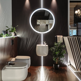 Oglinda rotunda cu iluminare LED si folie anti aburire Promo