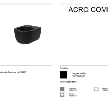 Bideu suspendat Agro Compact din portelan, negru mat