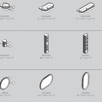 Oglinda KRION ARO 60 cm, White/Black