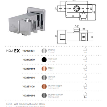 Suport dus de mana de perete OXO, Crom